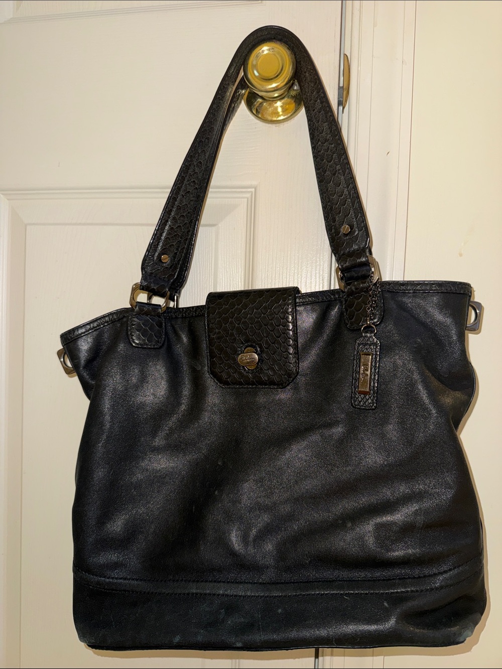Cole Haan Black Leather Shoulder Tote